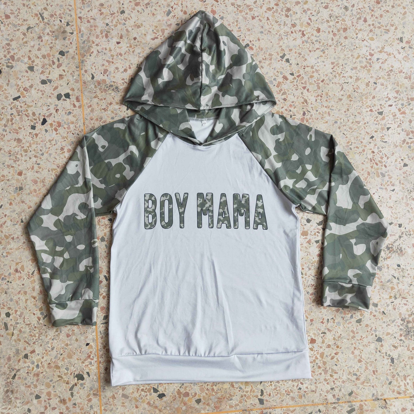 Boy Mama Camo Hoodie Top