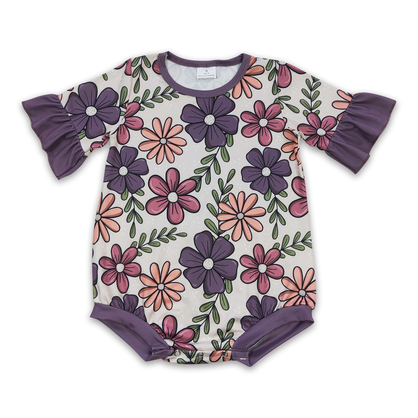 SR0168 Baby Girls Purple Flowers Bubble Romper On Sale