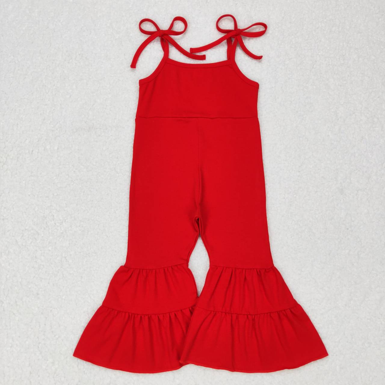 Kids Girls Red Cotton Jumpsuit