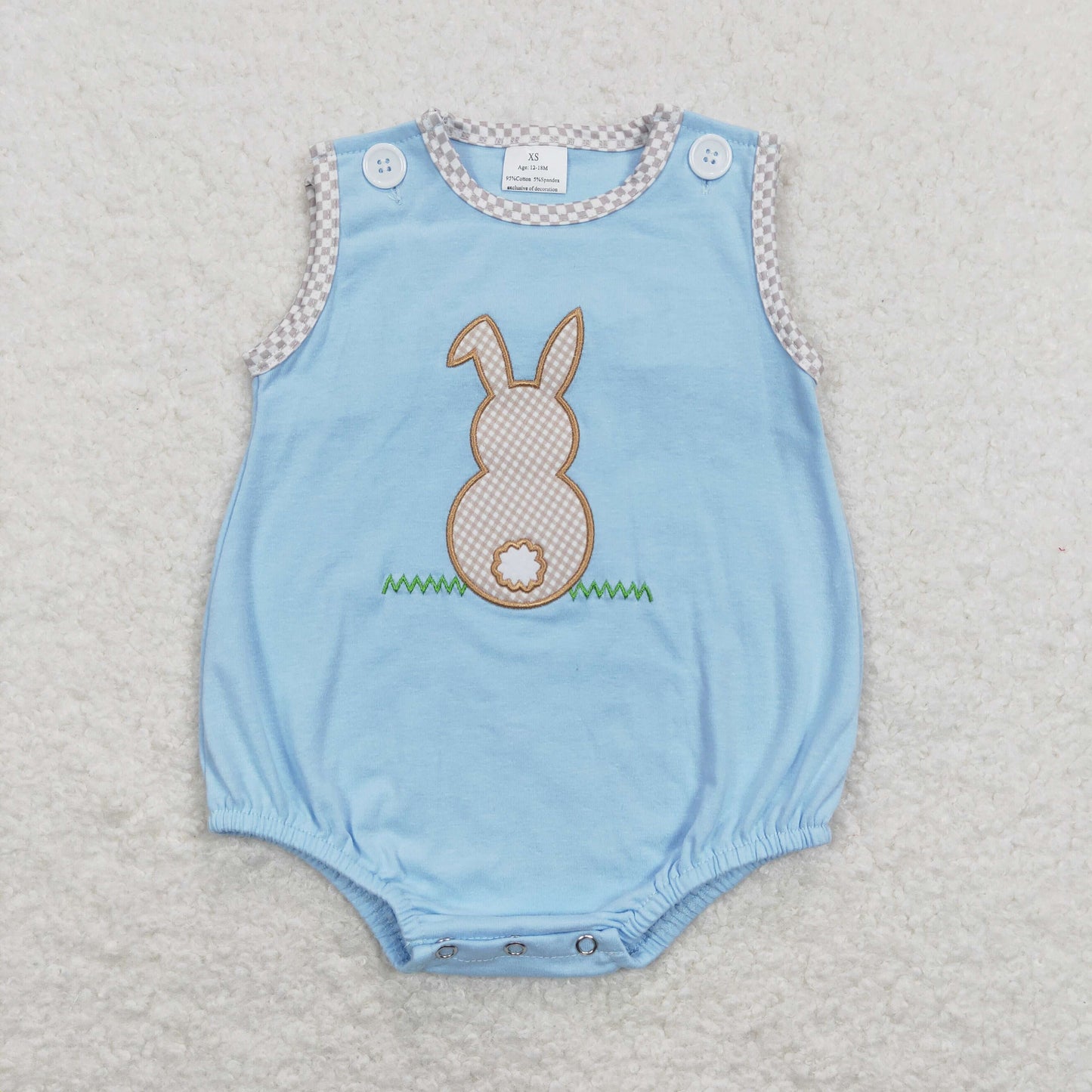 Baby Boys Easter Bunny Sleeveless Blue Romper