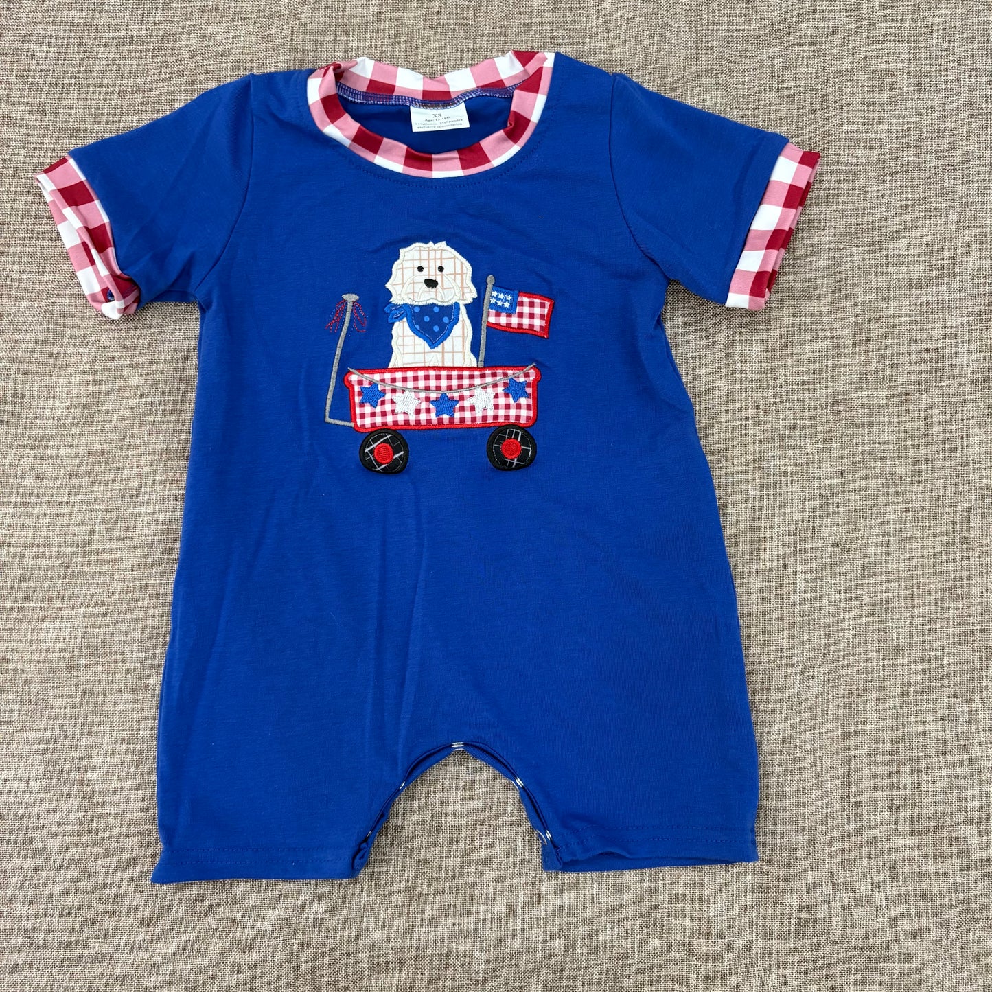 4th Of July Flag Dog Summer Shorts Sleeve Romper Sibling Wear