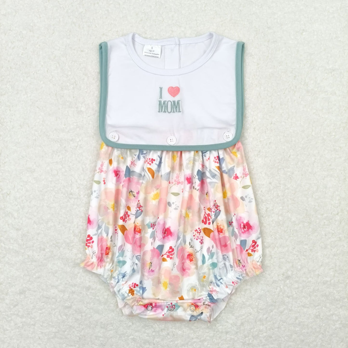I Love Dad I Love MOM Floral Bubble Romper For Sister
