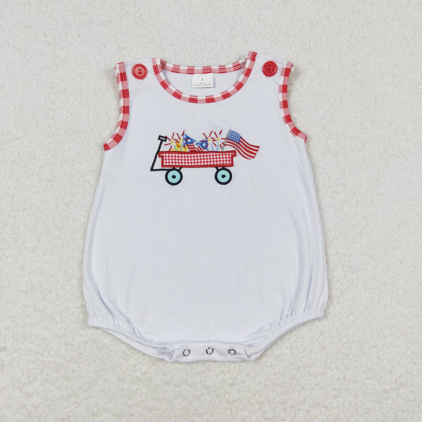 SR1078 Baby Boys Embroidery Flag Bubble Romper