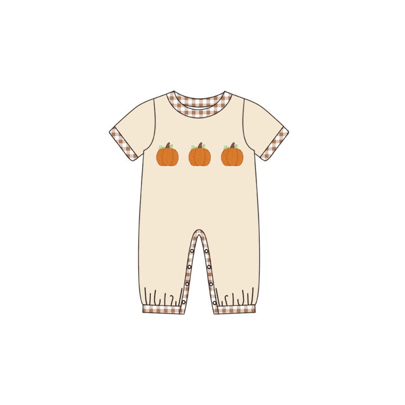 SR1891 Newborn Baby Boys Pumpkin Short Sleeve Romper Pre-order