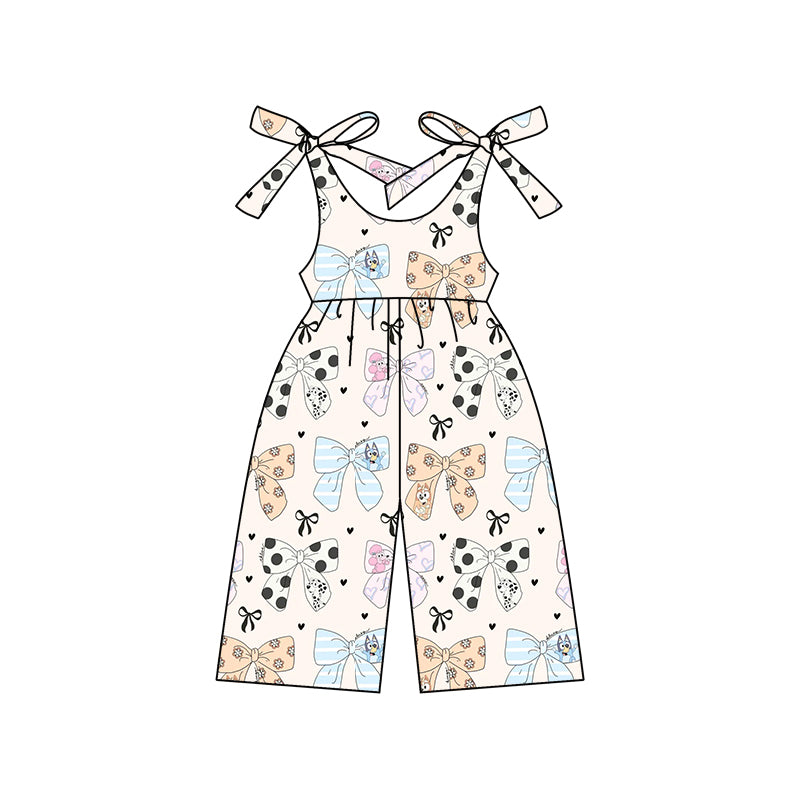 Baby Girls Strap Bows Cartoon Dogs Valentines Jumpsuits Preorder