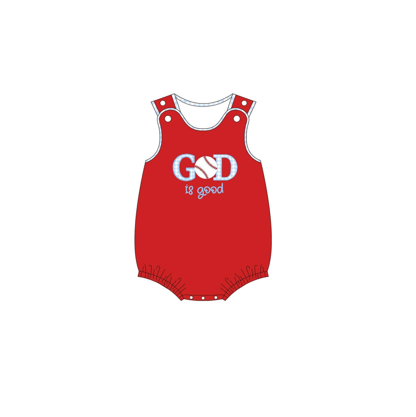Baby Boys Red Sleeveless God Is Good Romper Preorder