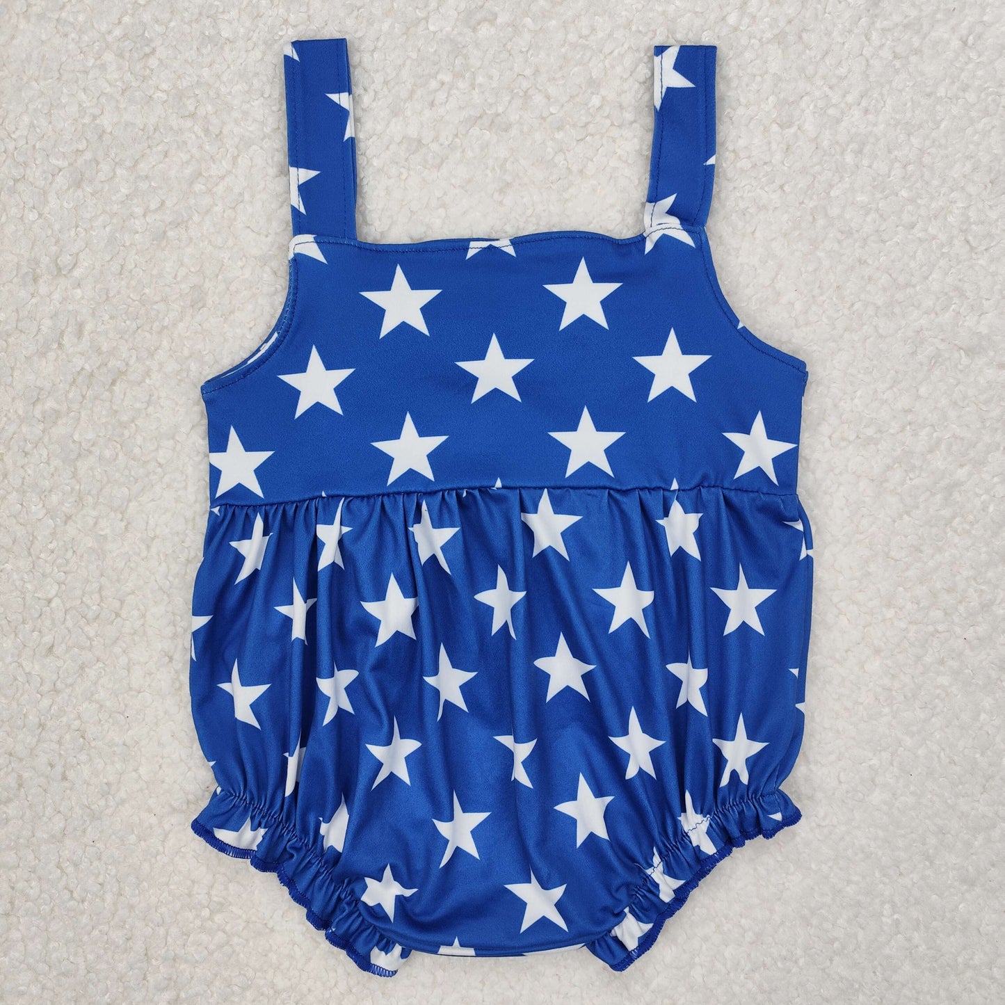 Baby Girls Blue Strap Red Bows Stars 4th Of July Romper