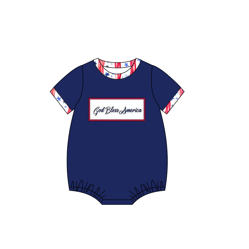 Baby Boys Navy Short Sleeves America 4th Of July Rompers Preorder