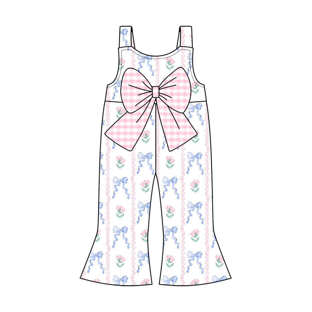Baby Girls Straps Pink Floral Blue Bows Stripe Valentines Jumpsuits Preorder