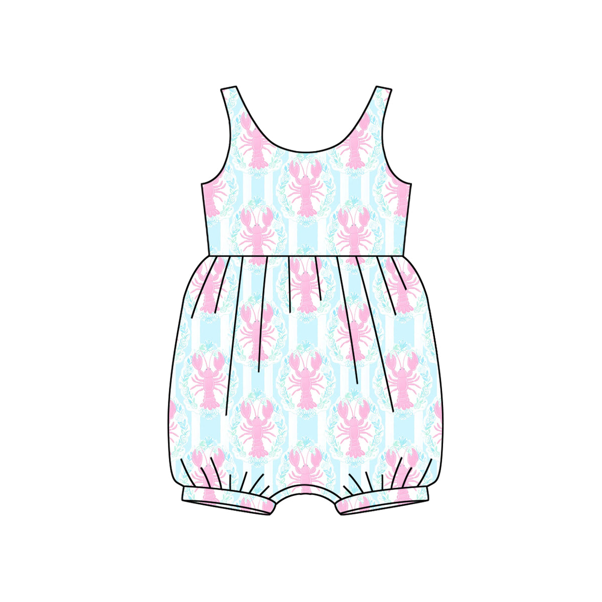 Baby Girls Pink Sleeveless Crayfishes Rompers Preorder