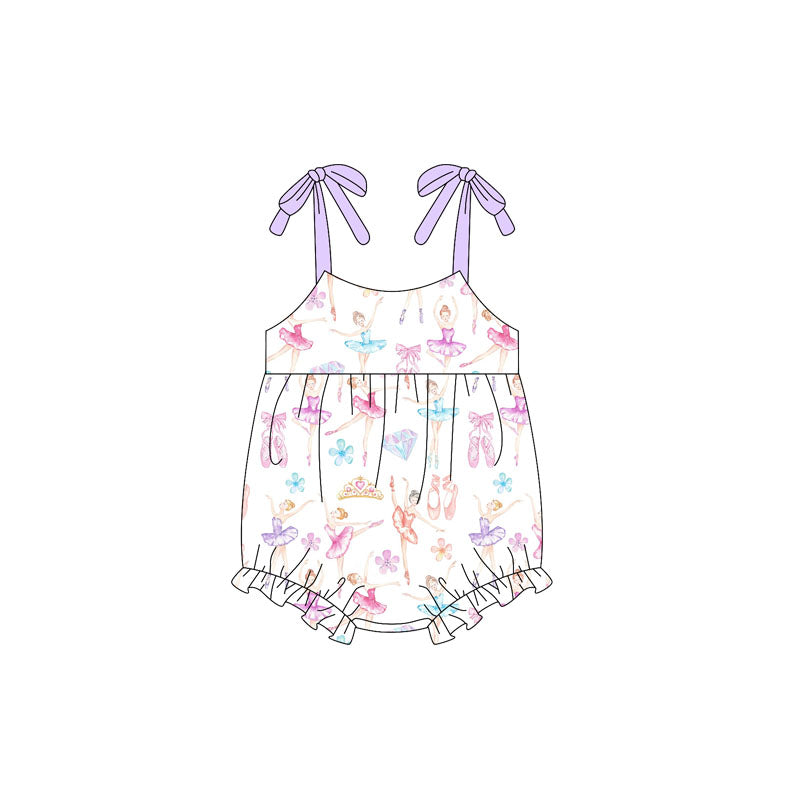 Baby Girls Lavender Strap Dancers Ruffle Rompers Preorder
