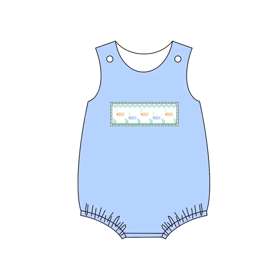 Baby Boys Blue Sleeveless Fishes Top Rompers Preorder