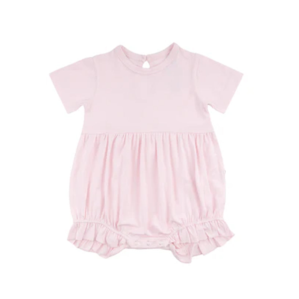 Baby Girls Light Pink Short Sleeves Ruffle Rompers Preorder