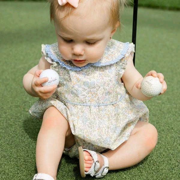 Baby Girls Sleeveless Yellow Floral Ruffle Rompers Preorder