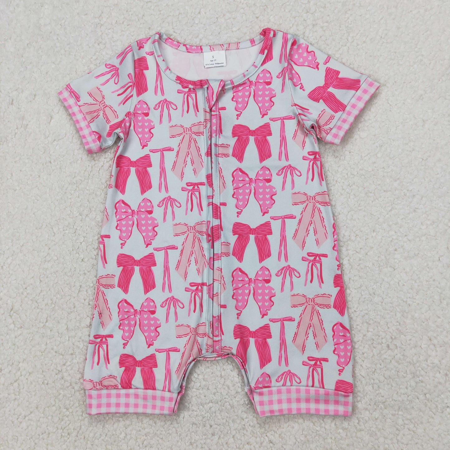 Baby Girls Pink Coquette Short Sleeve Zip Rompers