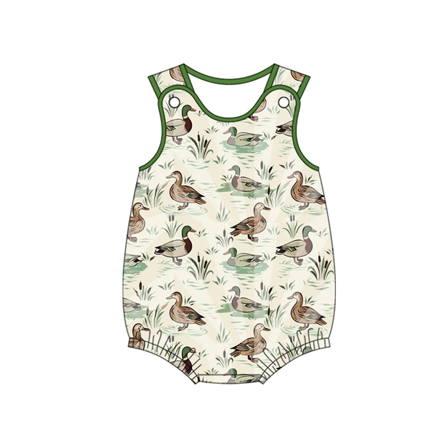 Baby Boys Green Sleeveless Ducks Rompers Preorder