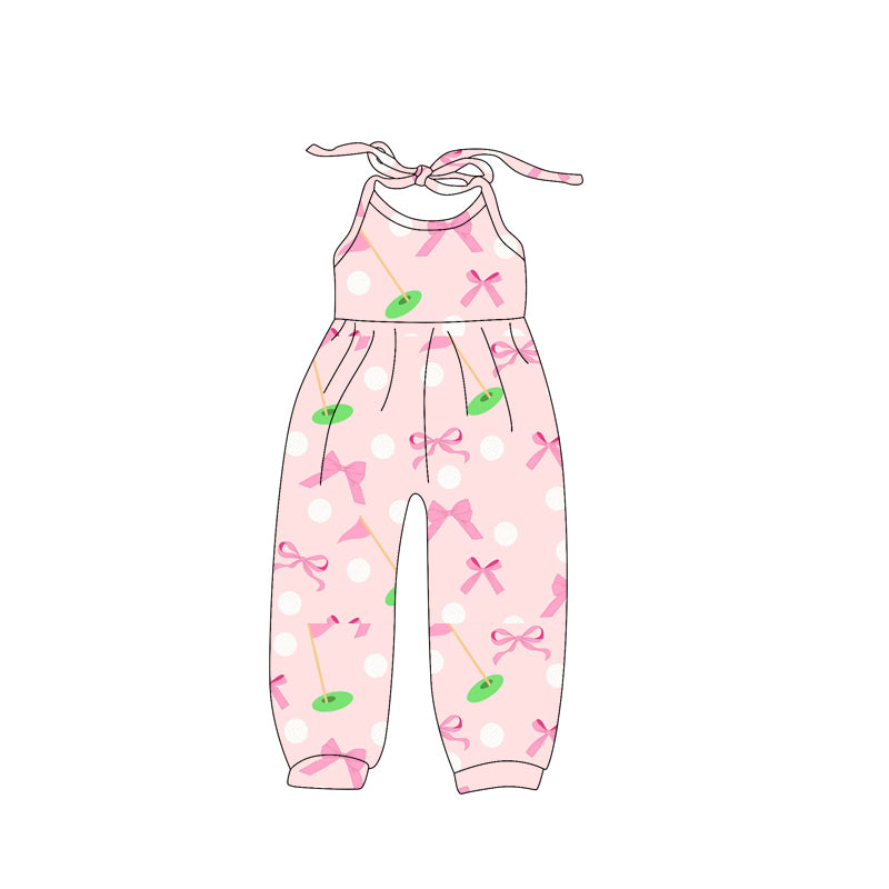 Bay Girls Pink Strap Bows Golf Flags Jumpsuits Preorder