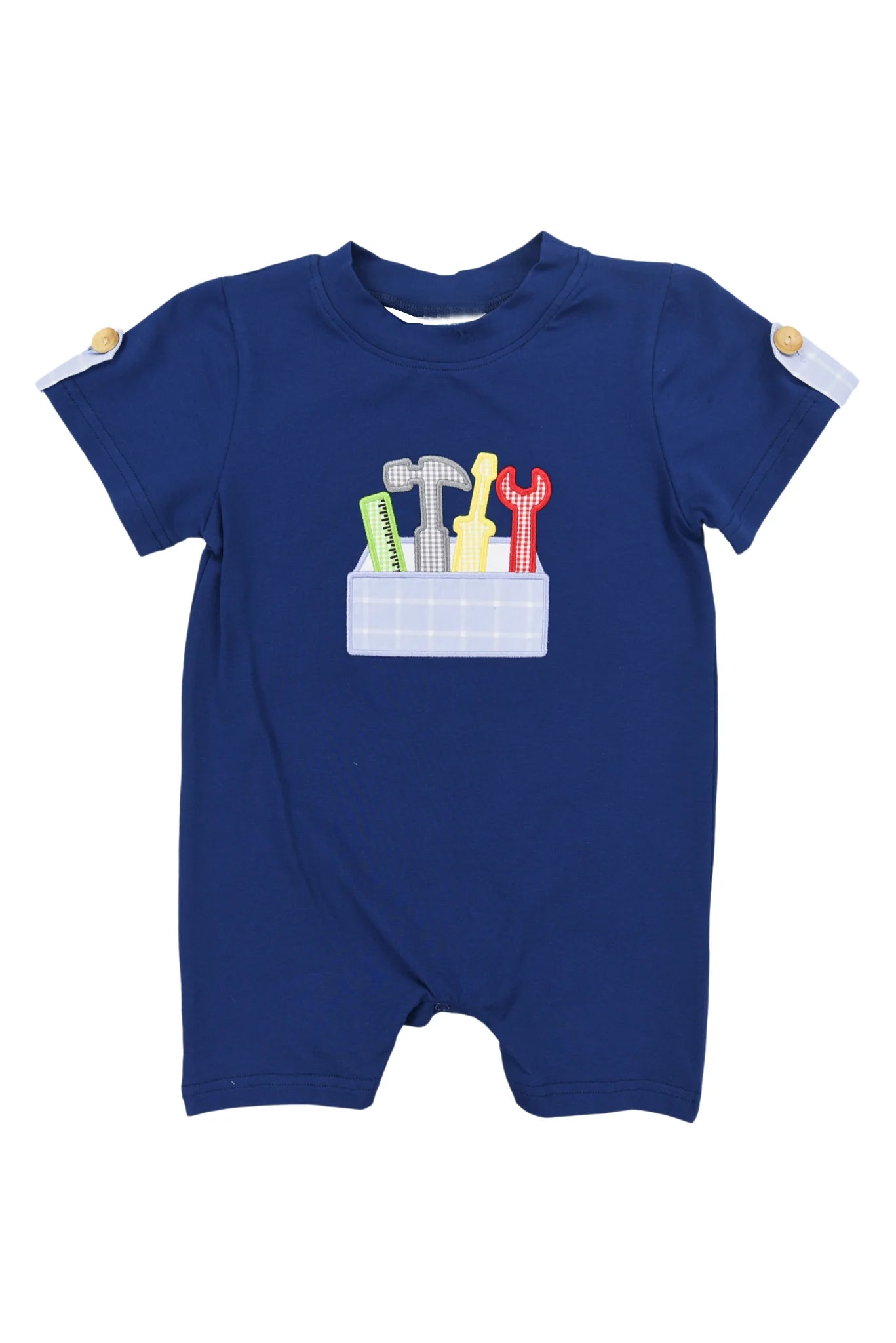 Baby Boys Navy Short Sleeves Tools Rompers Preorder