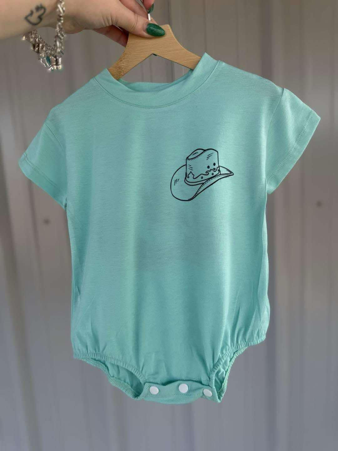 Baby Boys Aqua Short Sleeves Hat Top Rompers Preorder