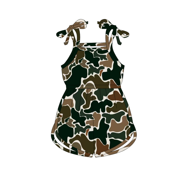 Bay Girls Dark Green Brown Camo Strap Western Jumpsuits Preorder