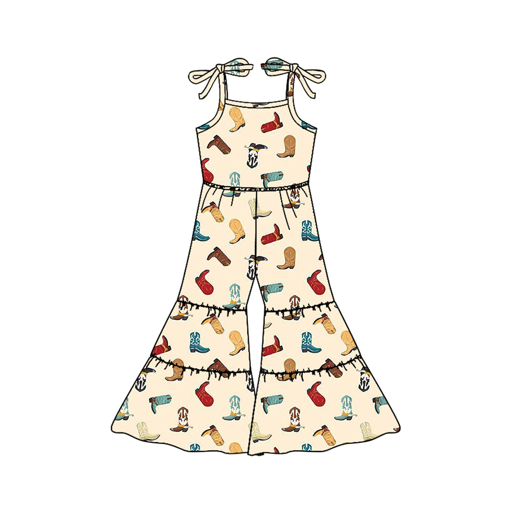 Baby Girls Yellow Strap Colorful Boots Patchwork Jumpsuits Preorder