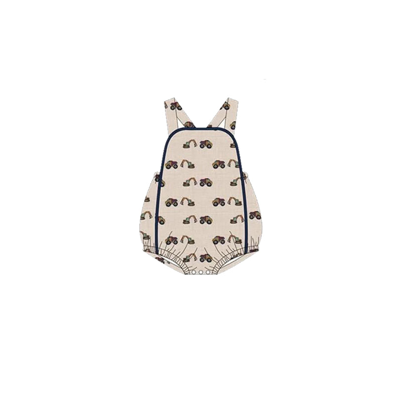 Baby Boys Khaki Strap Excavators Rompers Preorder