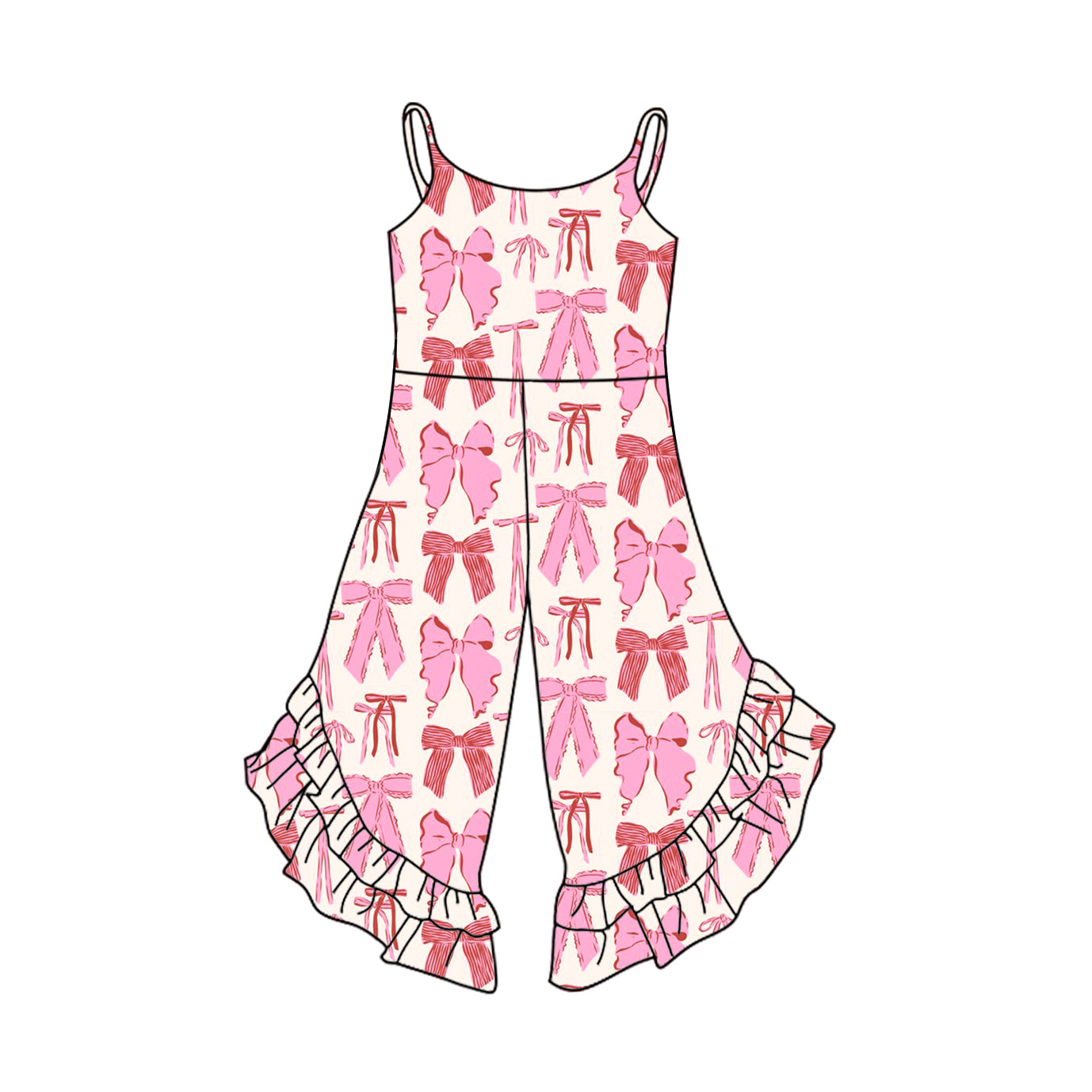 Baby Girls Pink Strap Bows Ruffle Jumpsuits Preorder
