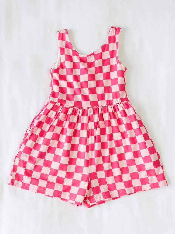 Bay Girls Pink Plaid Sleeveless Jumpsuits Preorder