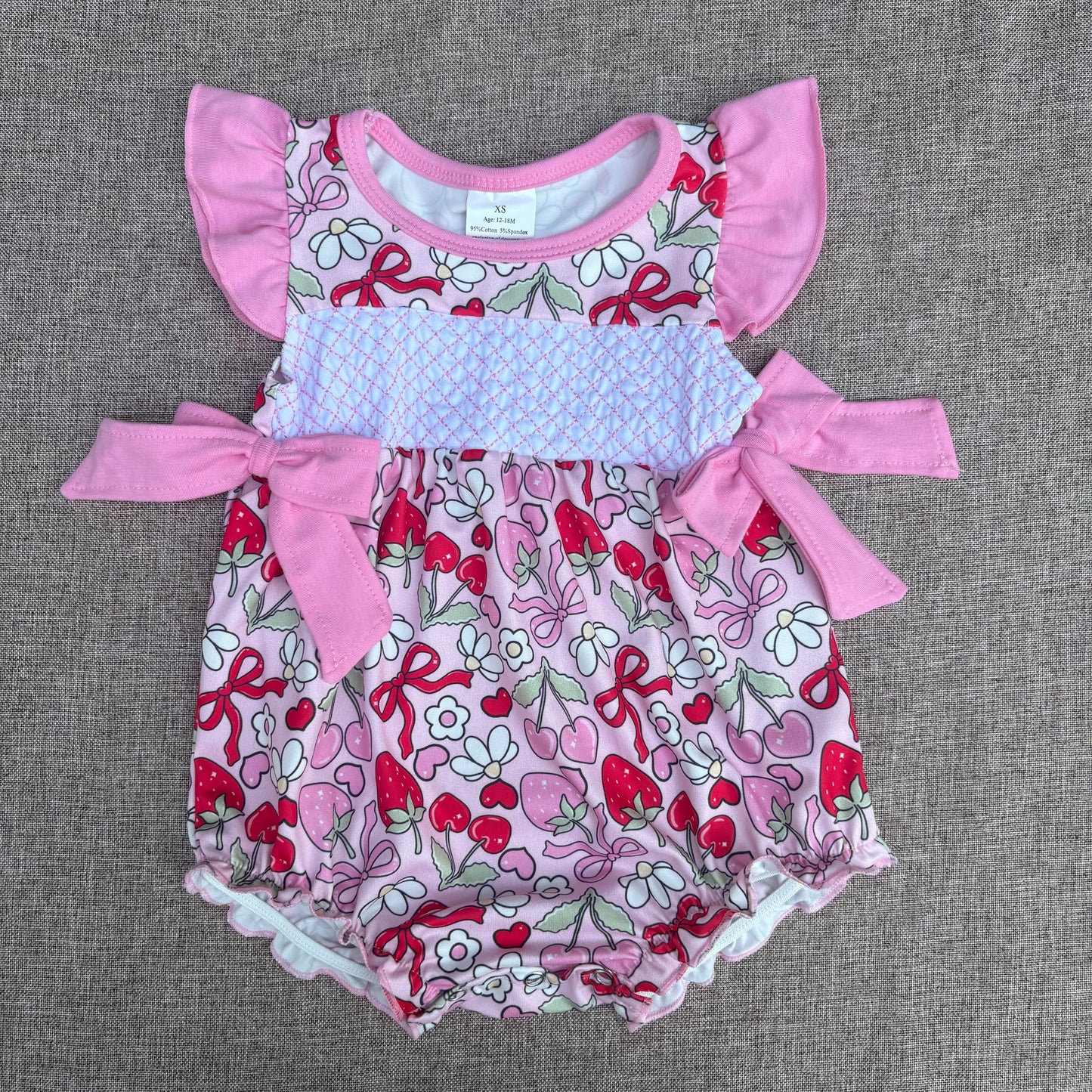 Cute Baby Girls Summer Flutter Sleeve Bow Bubble Romper
