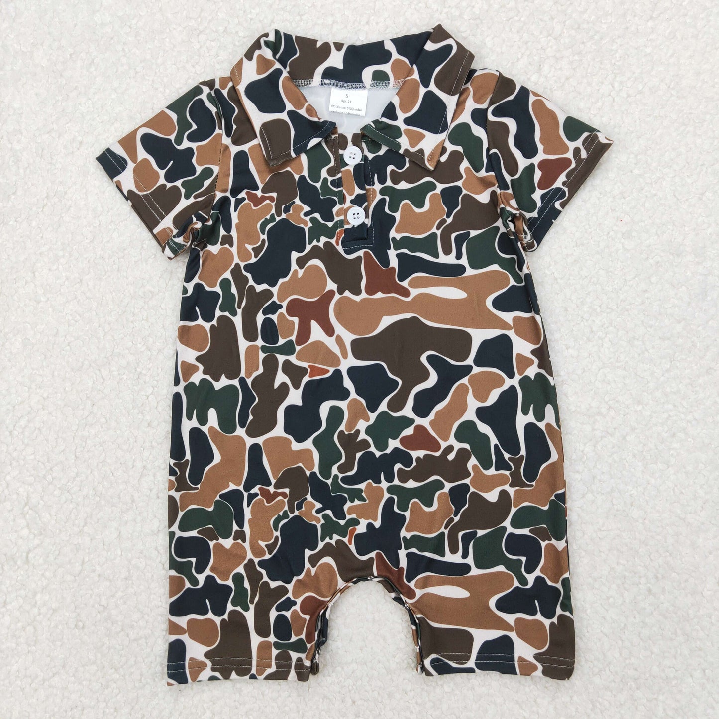 Baby Boys Brown Camo Short Sleeve Shirt Romper