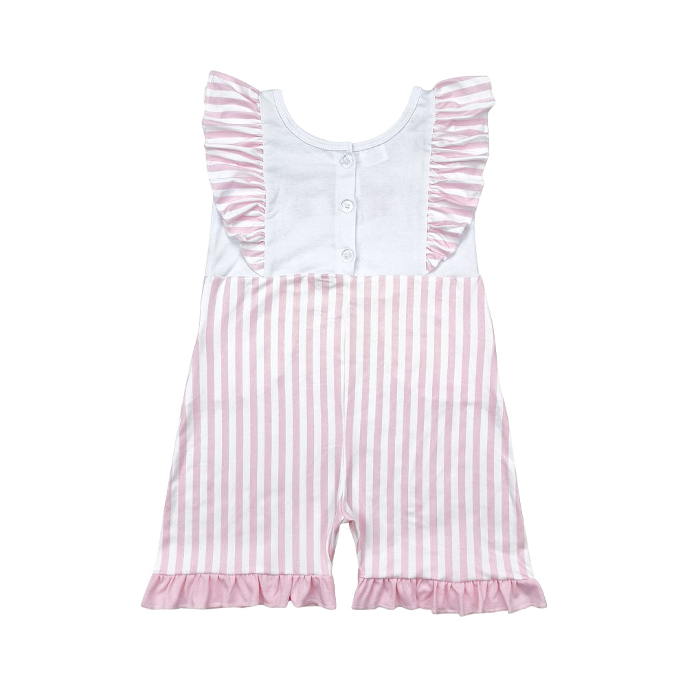 SR3025 Baby Girls Pink Coquette Striped Romper