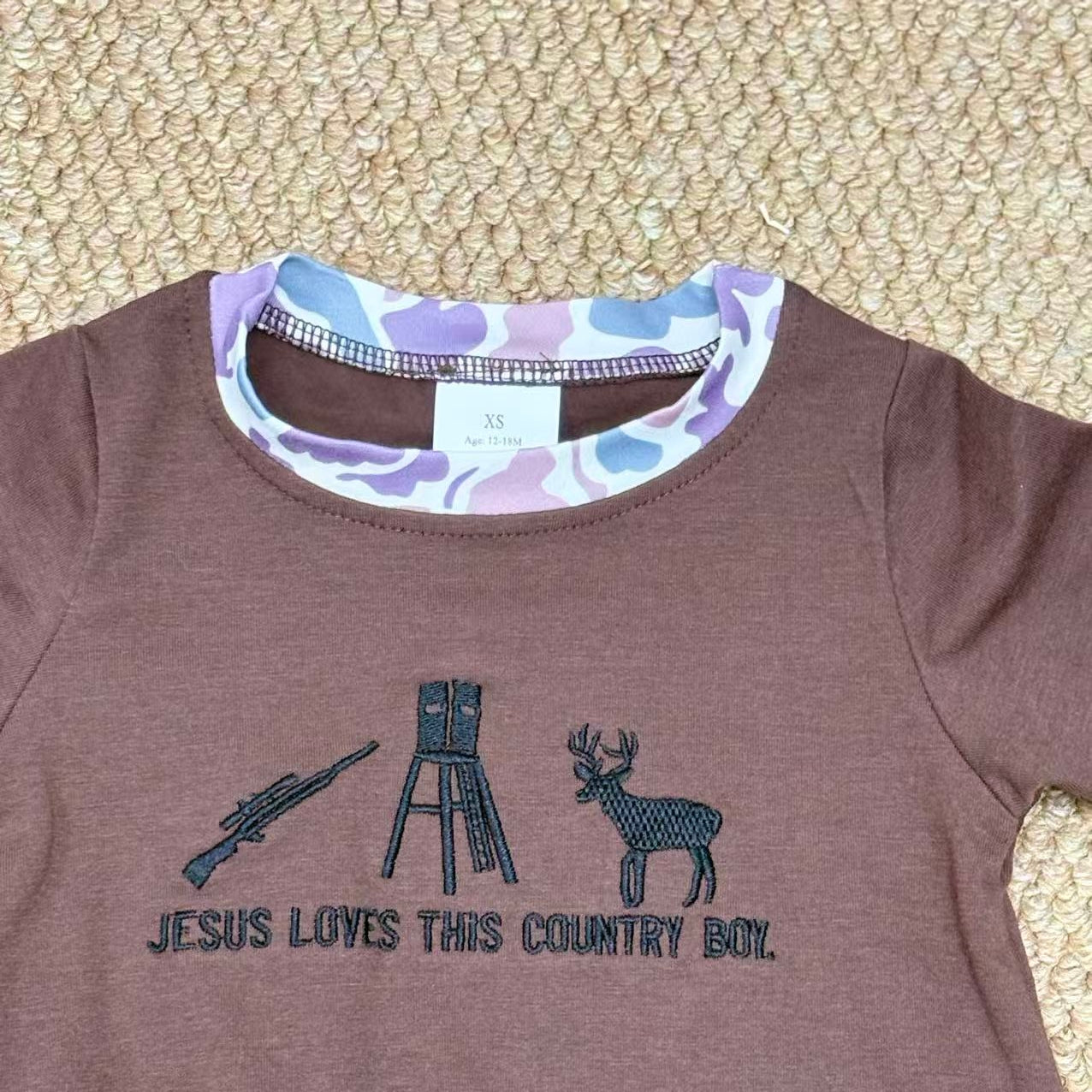 Jeses Loves this country Boy sibling baby camo shorts set/bubble romper