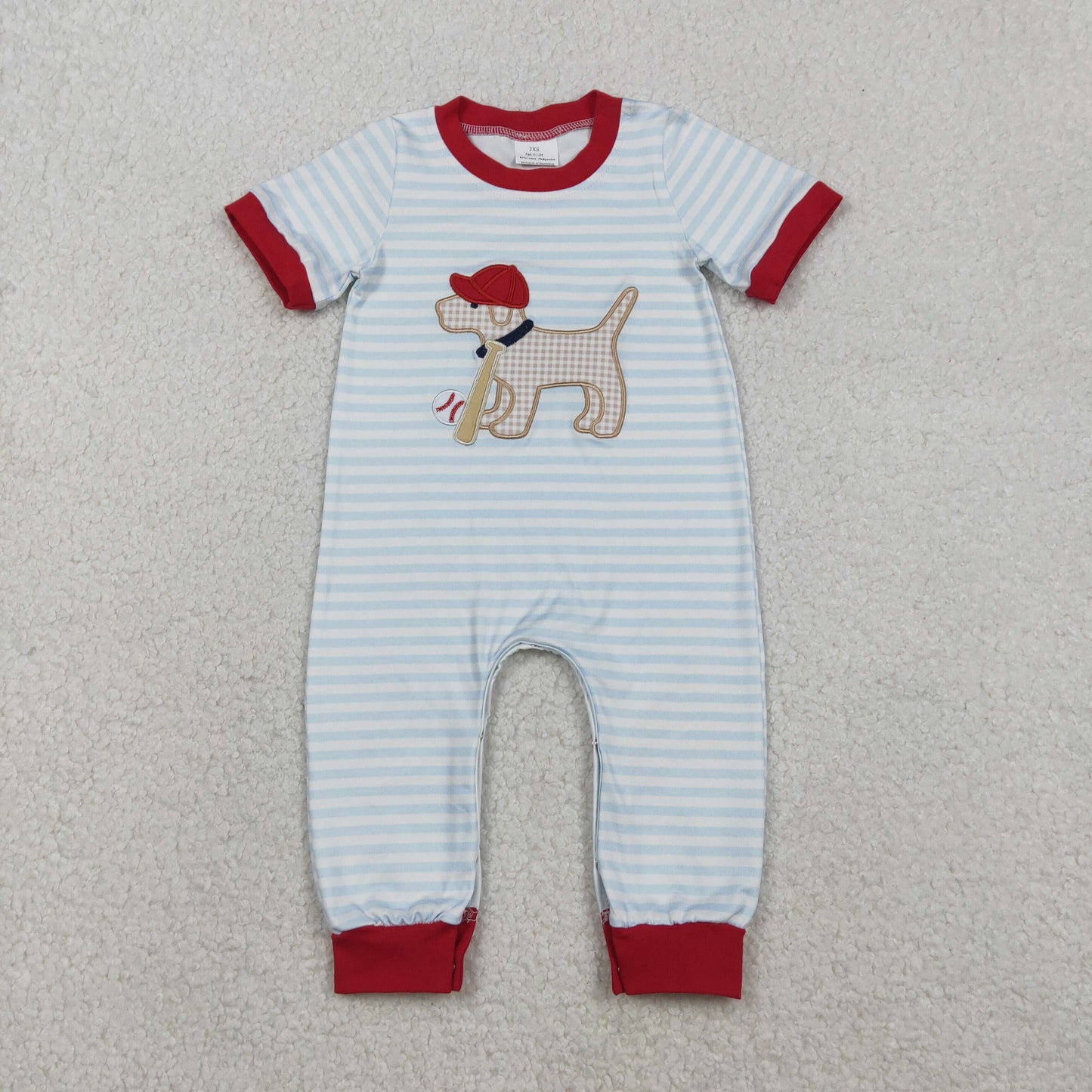 Sibling Baby Boys Embroidery Baseball Dog Jogger Set /Romper