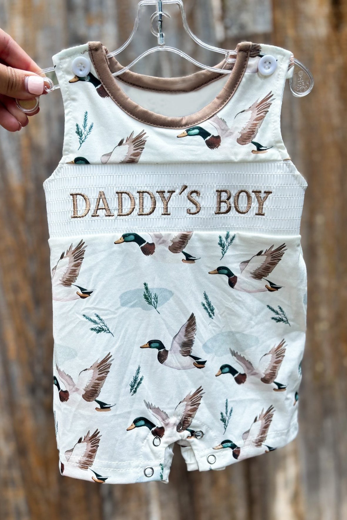 SR3347 Daddy's Boy Short Sleeve Duck Romper Preorder