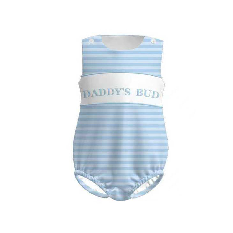SR3481 Daddy's Bug Bud Blue Striped Sleeveless Rompre Preorder