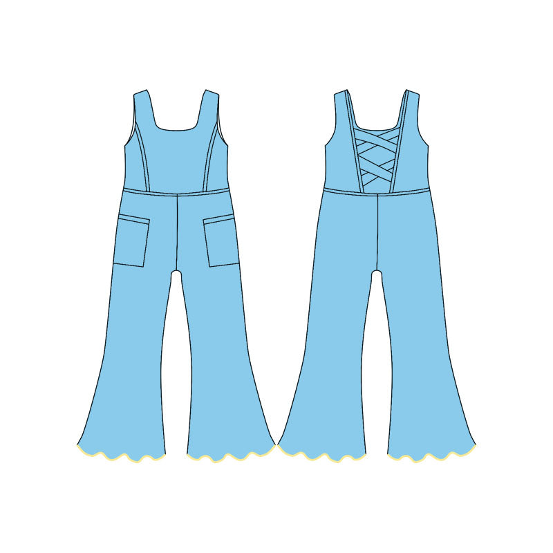 SR3602 baby girls blue active jumpsuit preorder