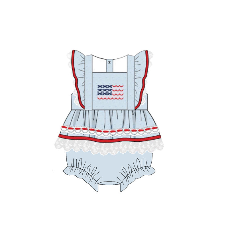 SR3632 Baby girls july 4th romper preorder