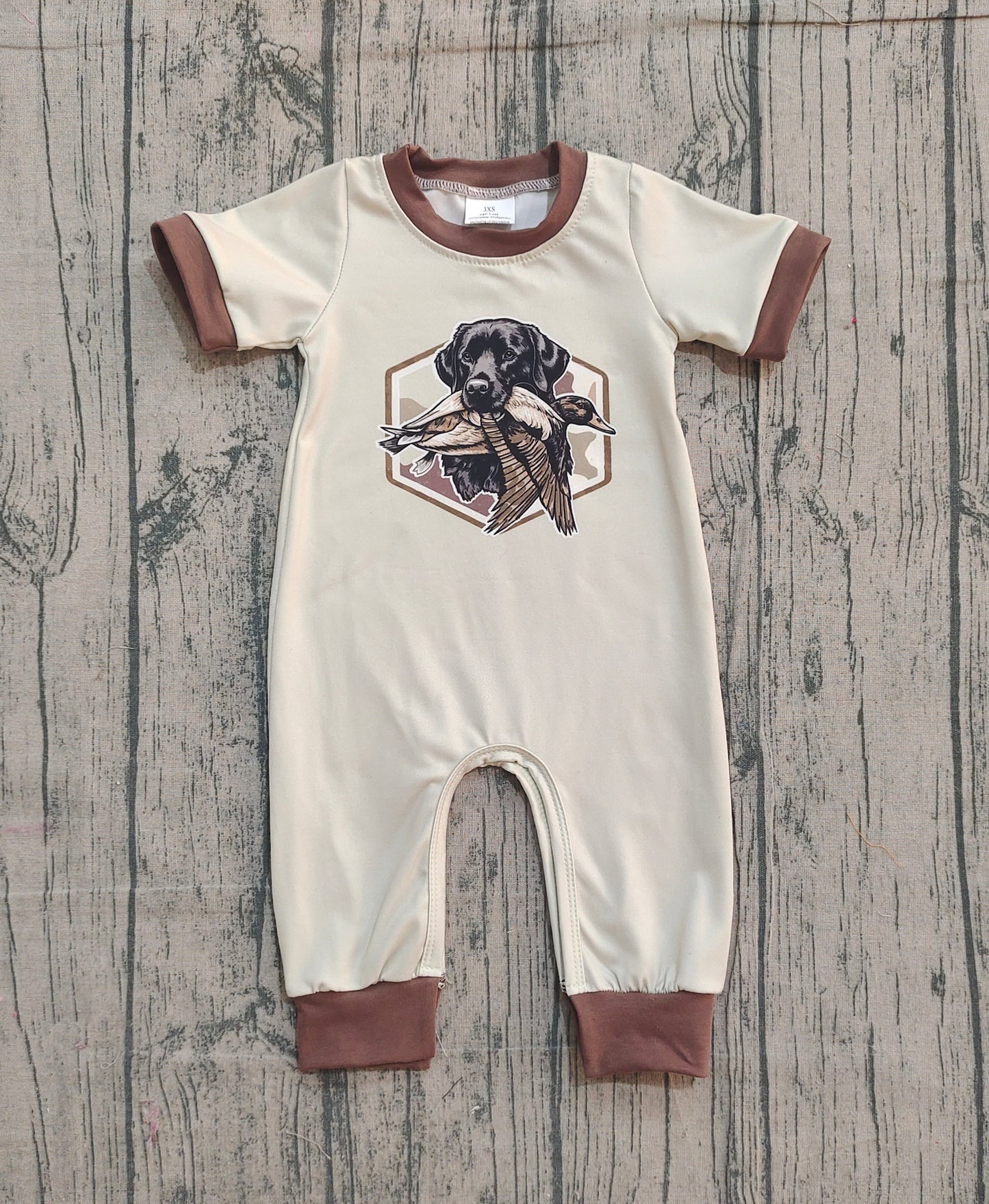 SR3680 Baby Boys Hunting Dog Short Sleeve Romper Preorder