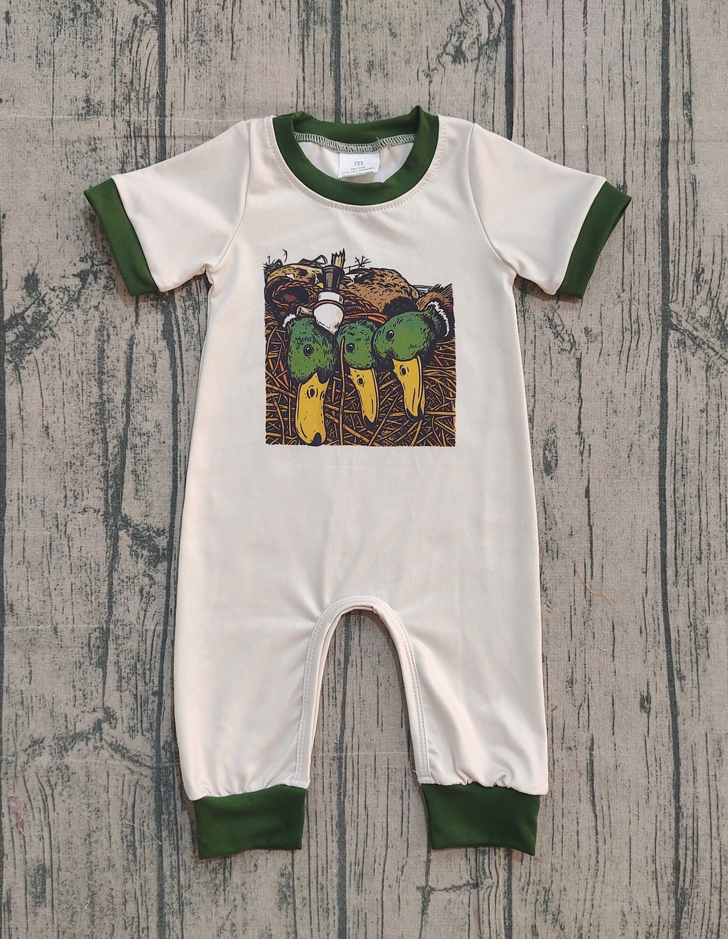 SR3681 Baby Boys Hunting Duck Short Sleeve Romper Preorder