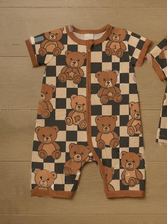 SR3777 Baby Boys Bear Black Romper Preorder