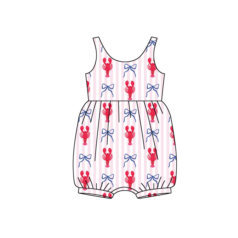 SR3781 Baby Girls Caryfish Bow Sleeveless Romper Preorder