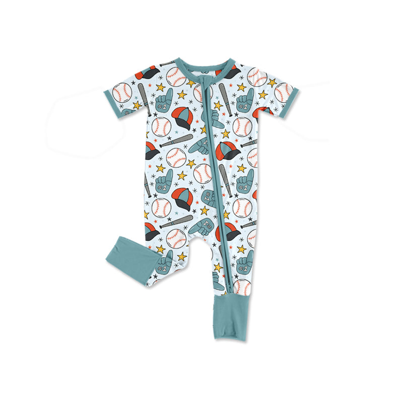 SR4035 Baby Girls Baseball Short Sleeve Romper Preorder