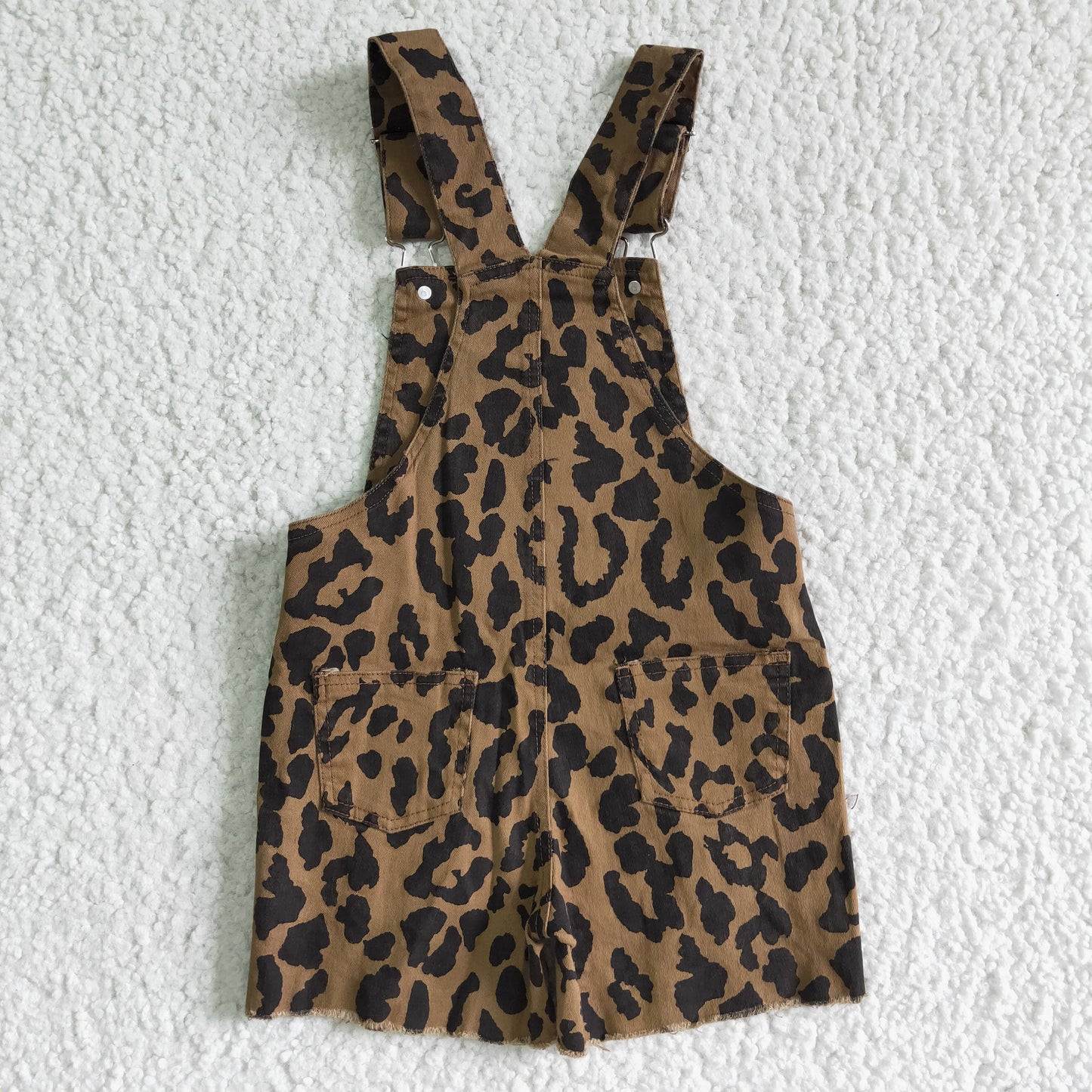 Kids Girls Summer Leopard Denim Shorts Overall Pants