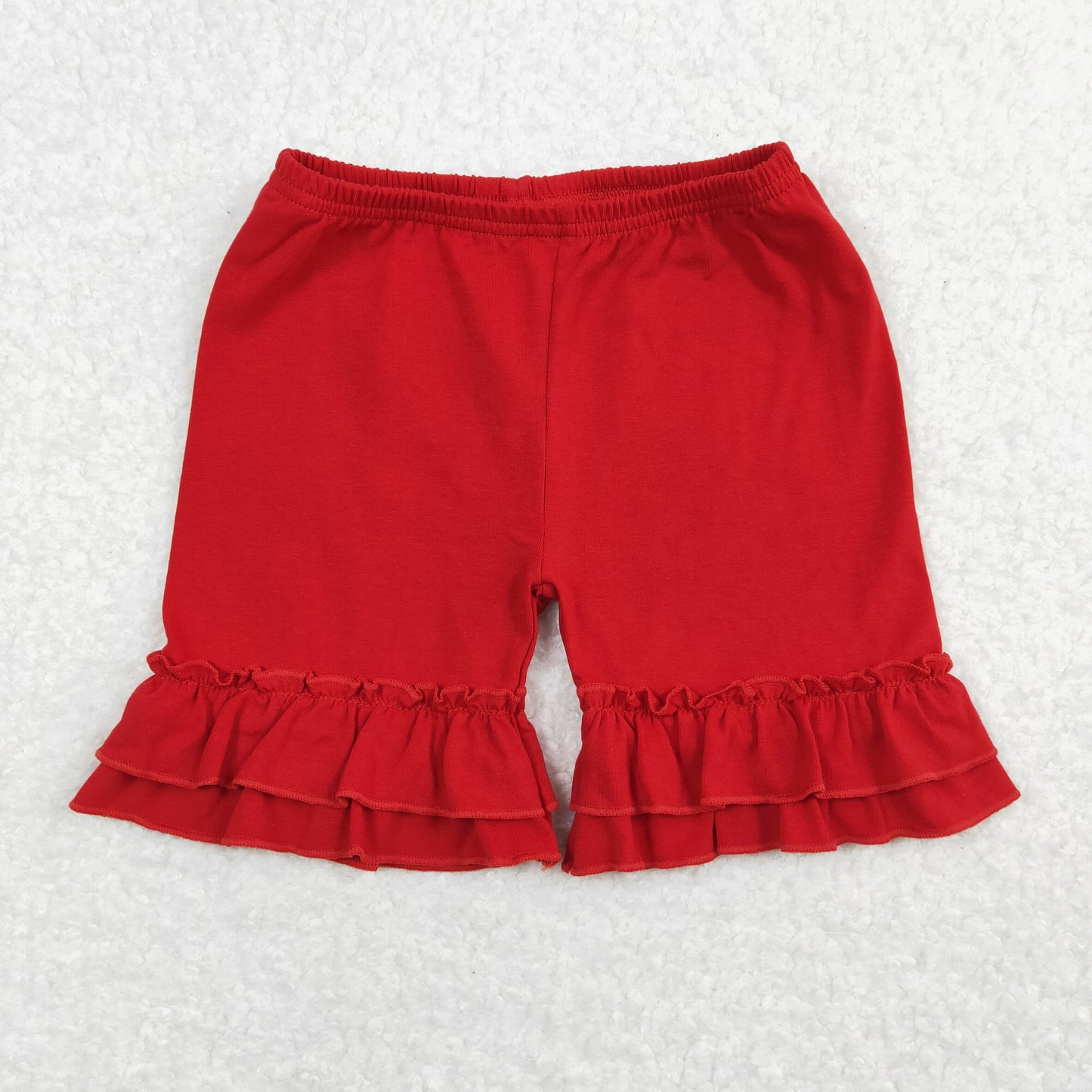 Baby Girls Red Ruffle Knit Cotton Shorts