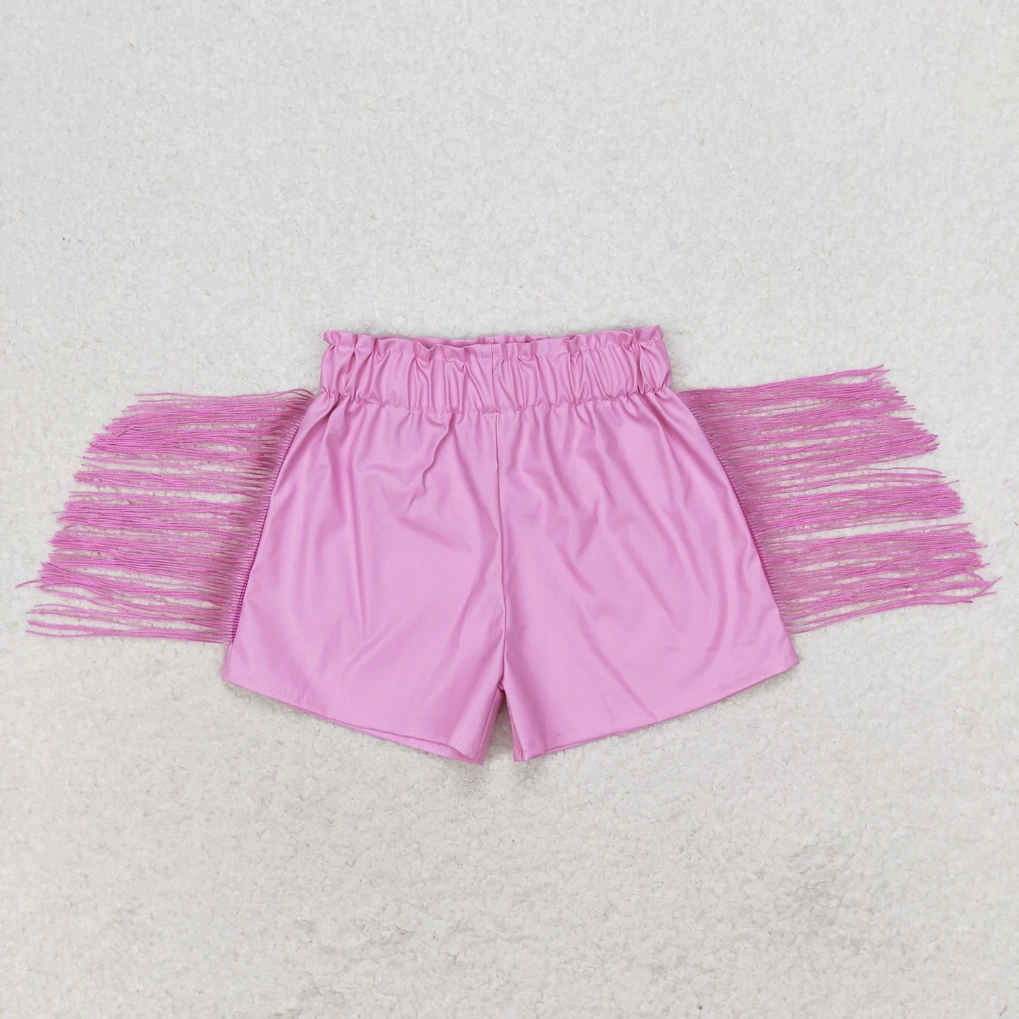 Baby Girls Pink Tassel Leather Shorts
