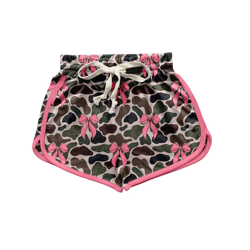 Mommy and Me Dark Camo Pink Bow Shorts