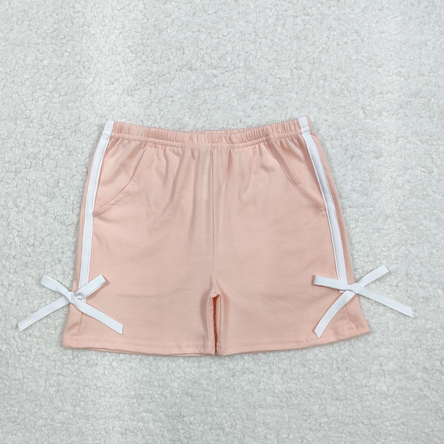 Baby Girls White Bows Pink Pockets Shorts