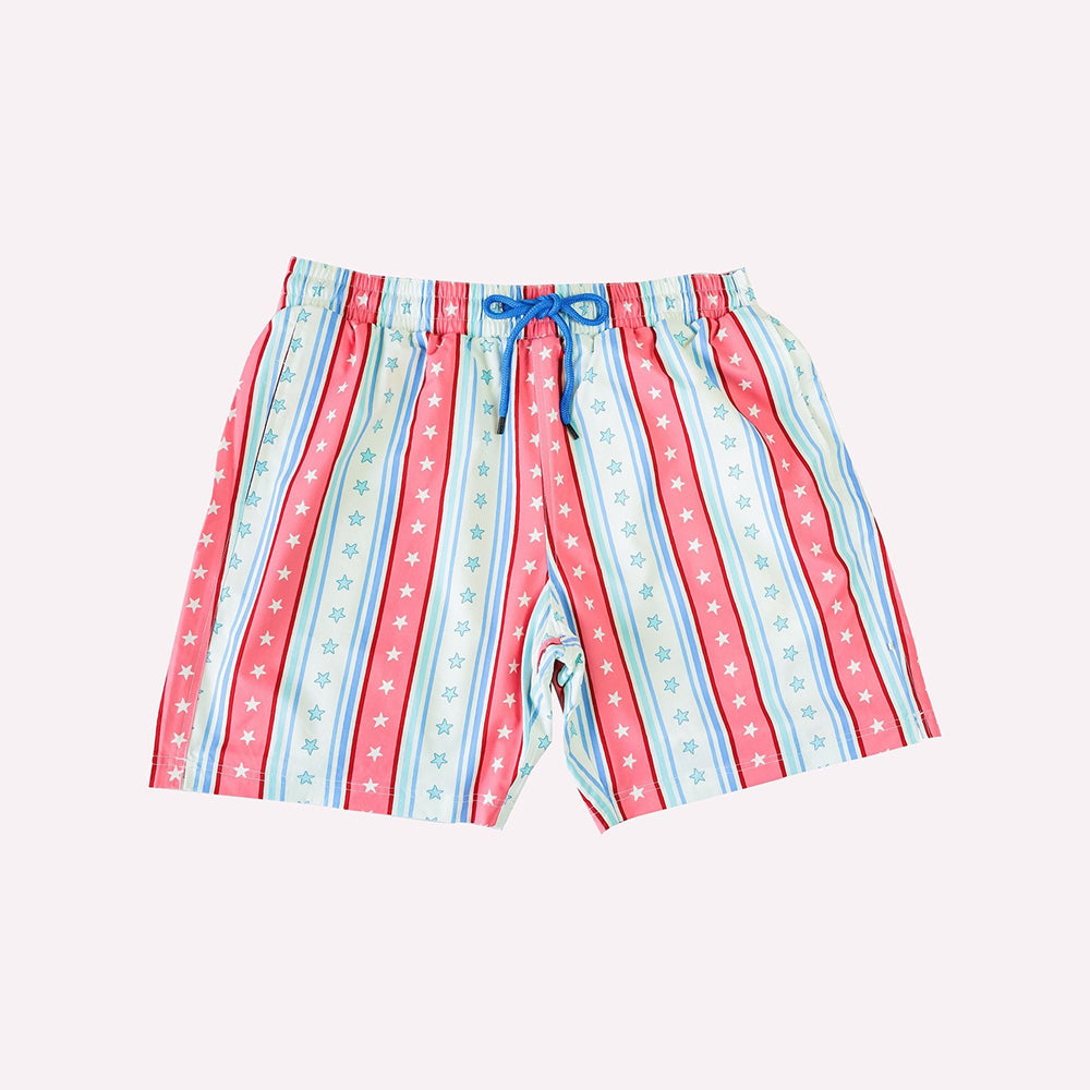 Baby Boys Red Blue Stripe Stars Print 4th Of July Shorts Preorder