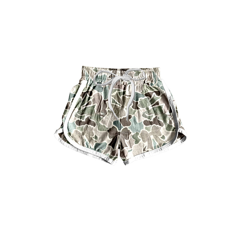 Baby Girls Green Camo Brown Bows Valentines Shorts Preorder