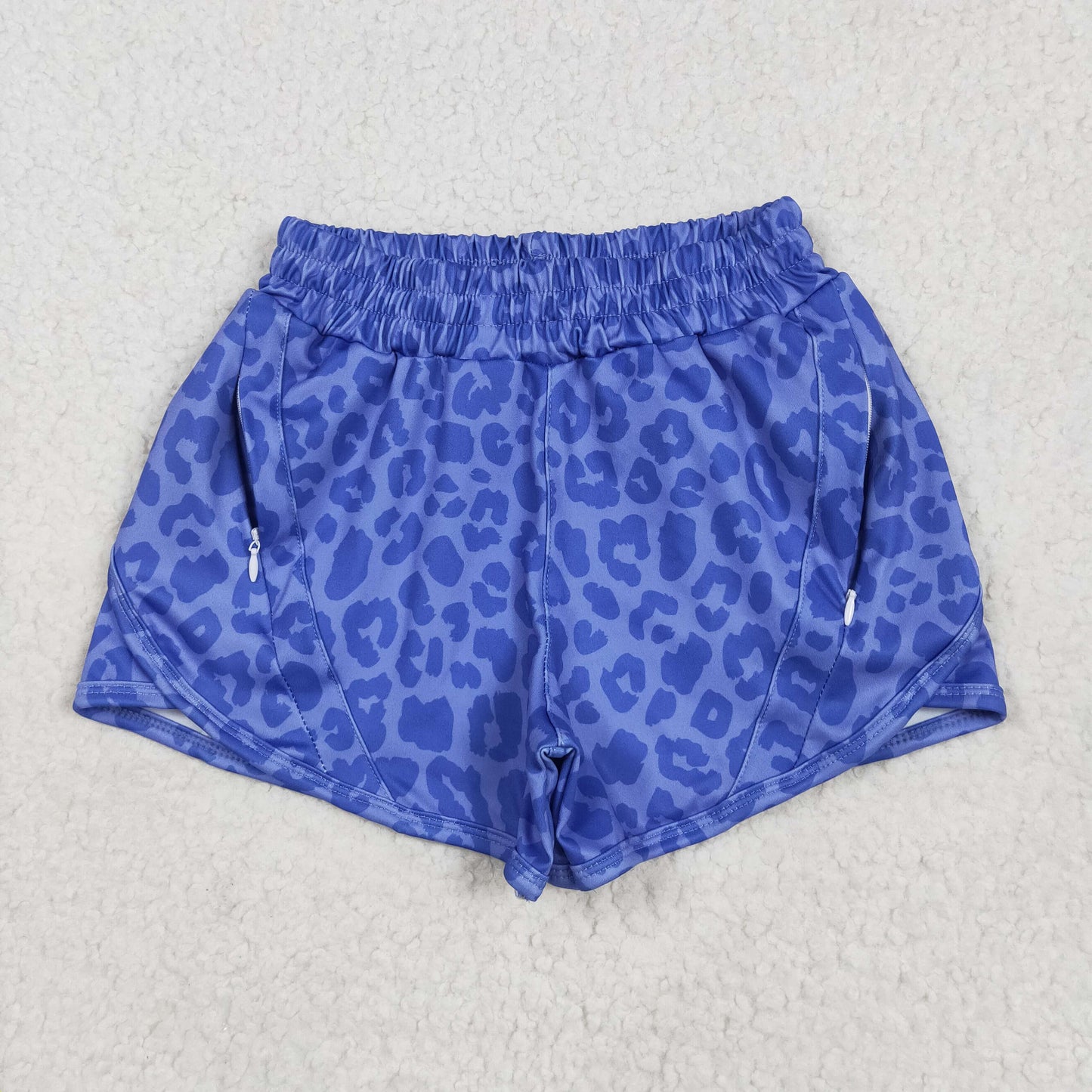 Mommy and Me Active Summer Wear Blue Lepoard Yoga Shorts